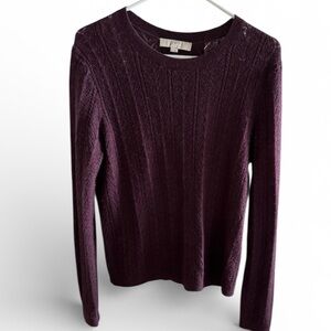 LOFT Rich Plum Cable Knit Sweater